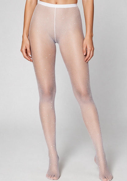 Weiße Strumpfhosen mit Strass