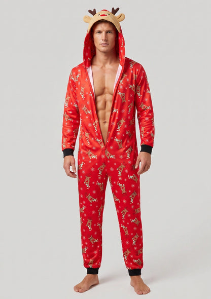 Herren Weihnachtsmotiv Einteiler Pyjama