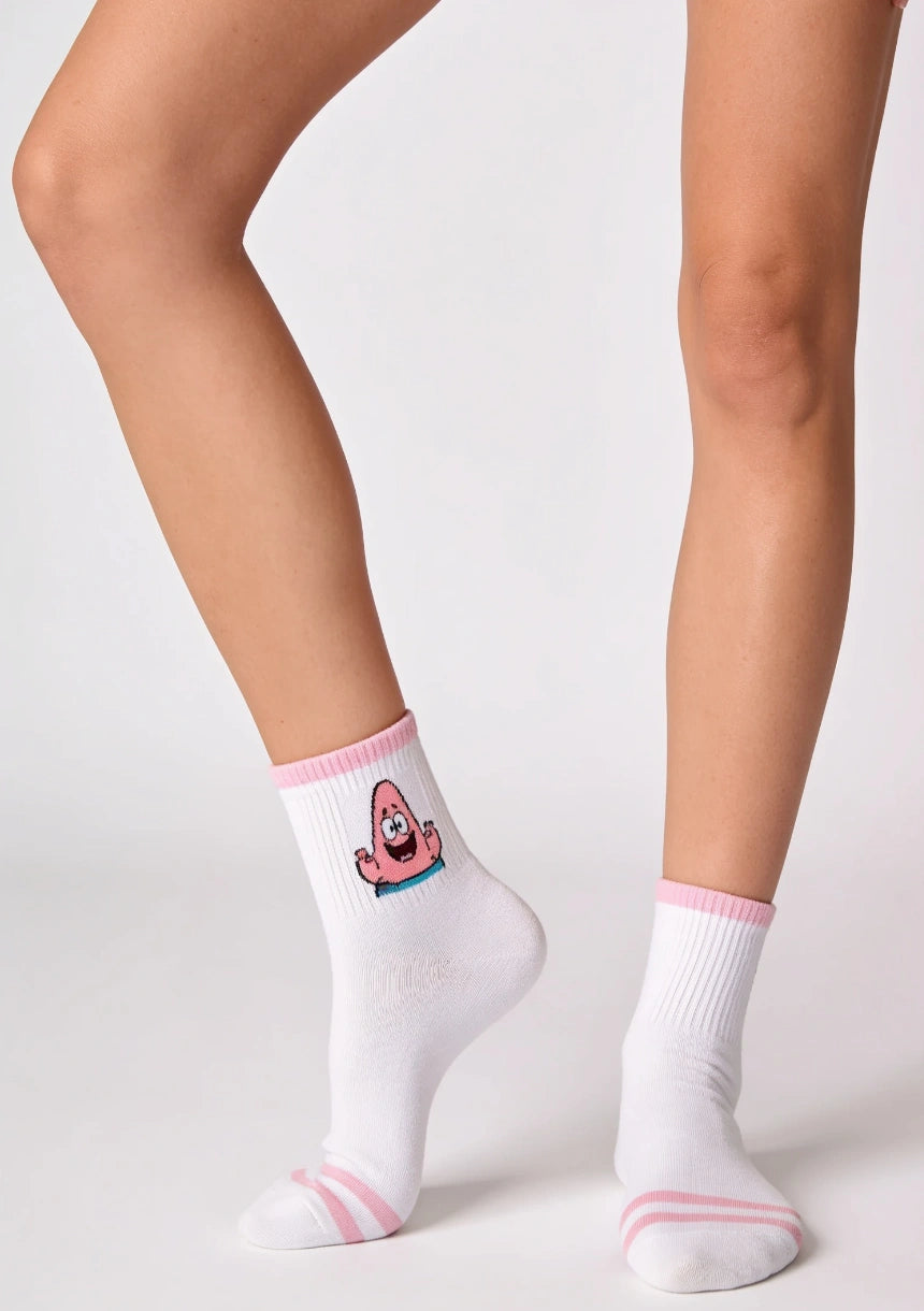Lange Socken mit Cartoon-Charakteren