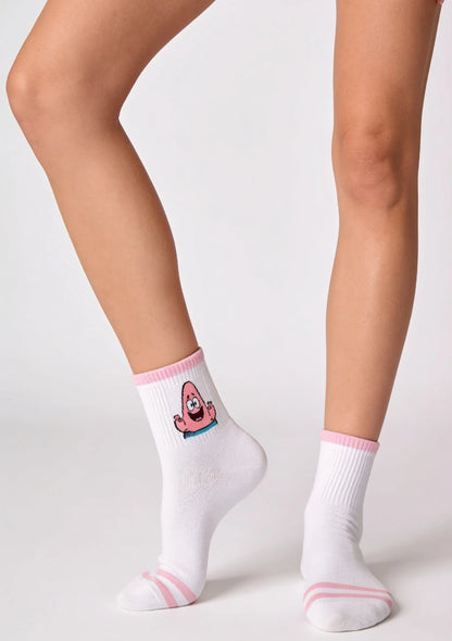Lange Socken mit Cartoon-Charakteren