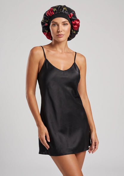 Satin Blumen Schlafhaube