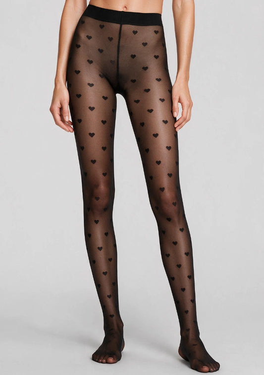 Damen Strumpfhose mit Herzmuster