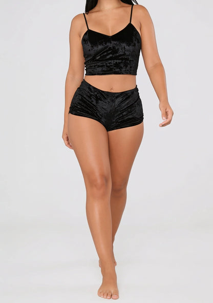 Samt Pyjama Set mit Top und Shorts