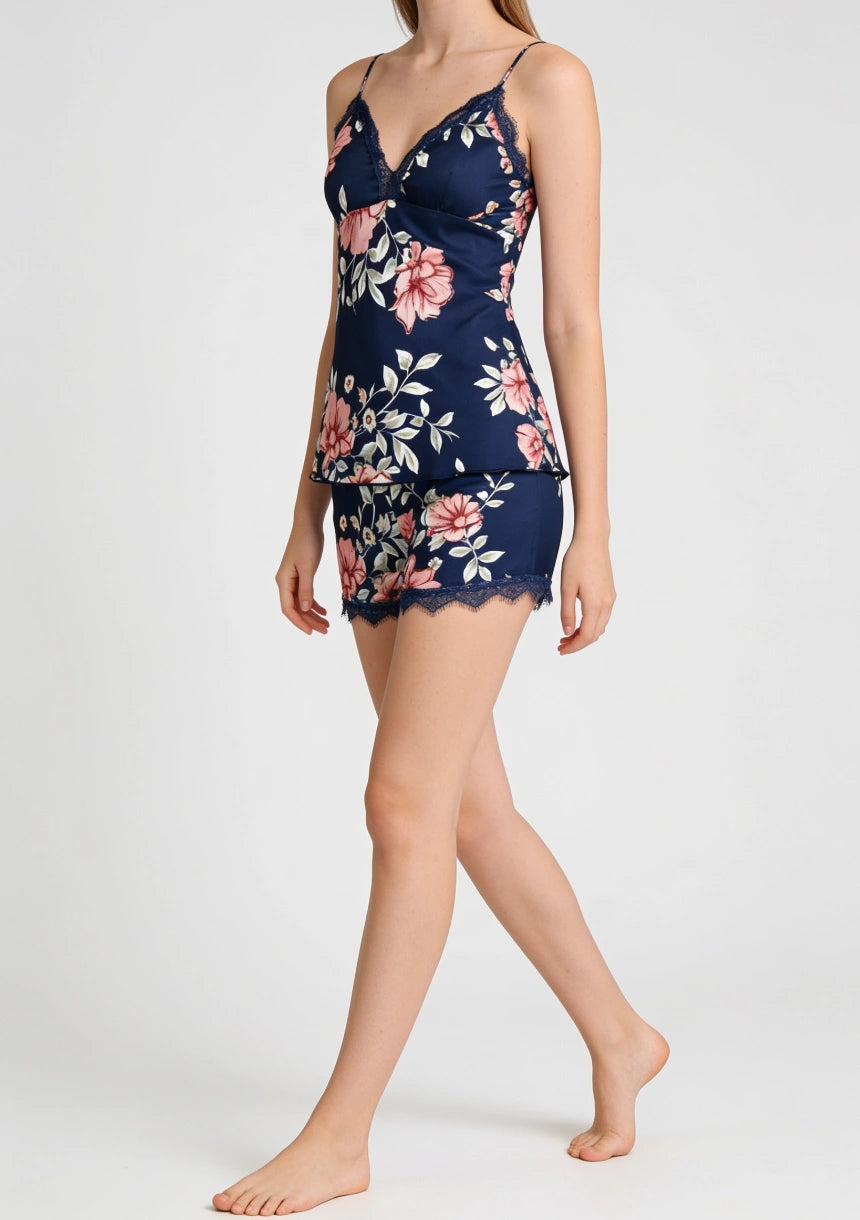 Blumen-Pyjama-Set mit Top und Shorts