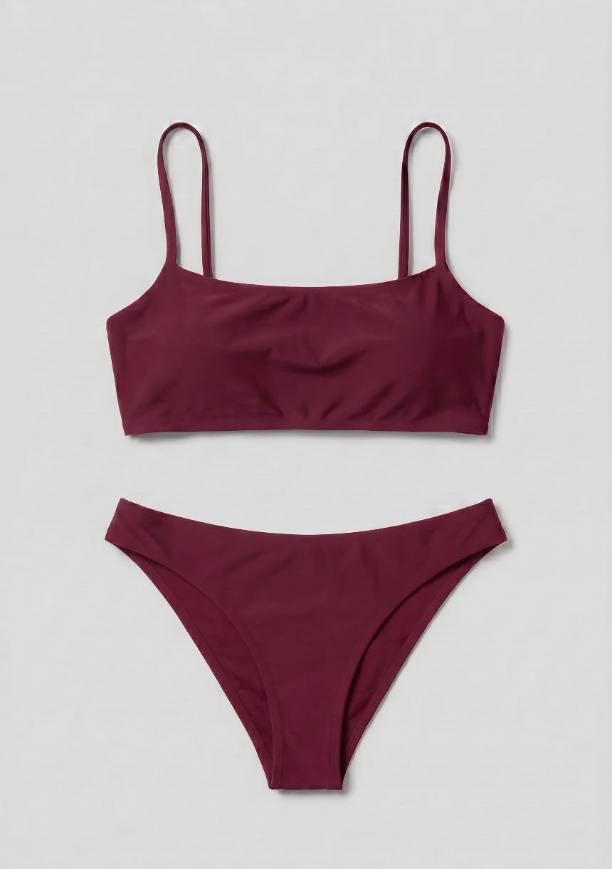 Minimalistischer Zweiteiler Bikini Badeanzug