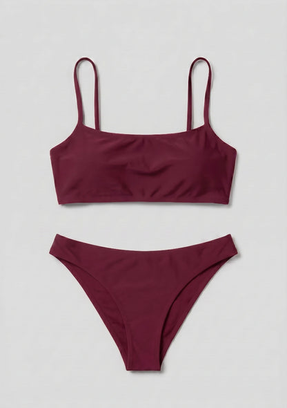 Minimalistischer Zweiteiler Bikini Badeanzug