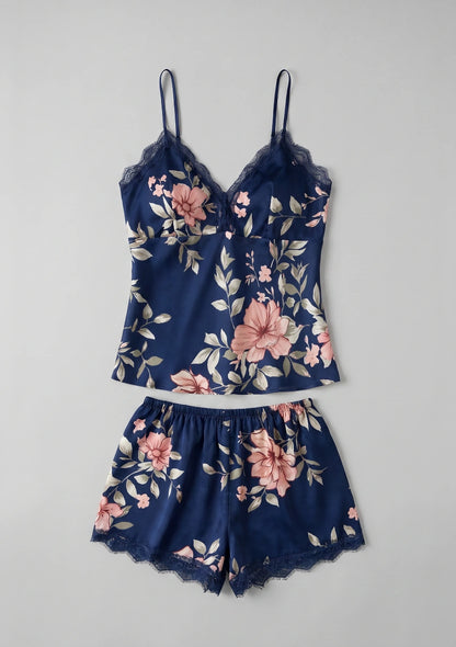 Blumen-Pyjama-Set mit Top und Shorts