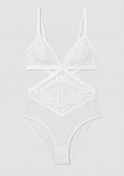 Spitzen-Bodysuit mit dekorativen Ausschnitten