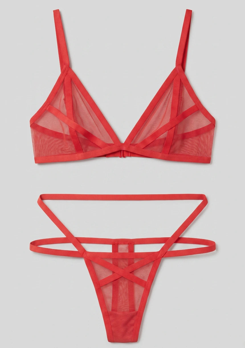 Mesh-Lingerie-Set mit Trägern