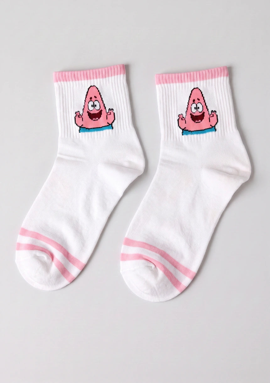 Lange Socken mit Cartoon-Charakteren