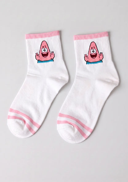 Lange Socken mit Cartoon-Charakteren