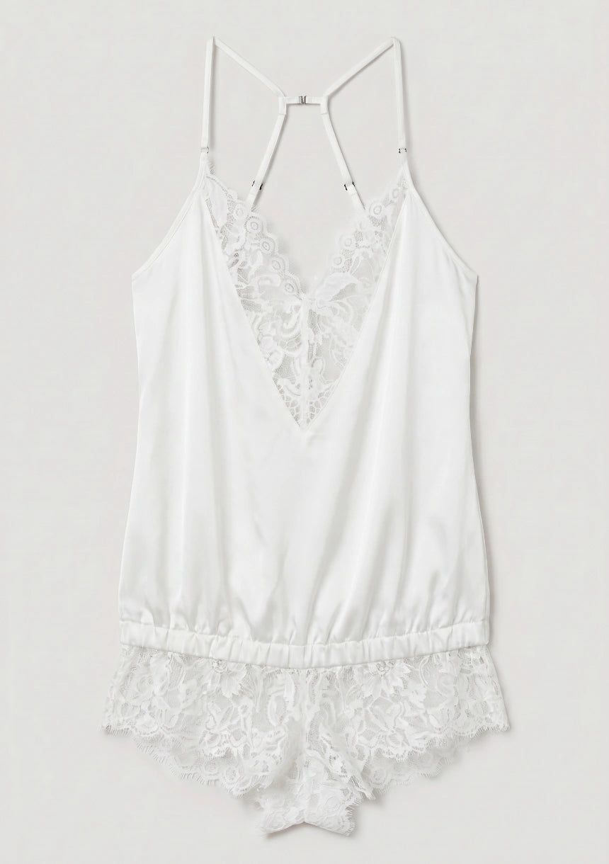Spitzenbesetztes Pyjama-Set