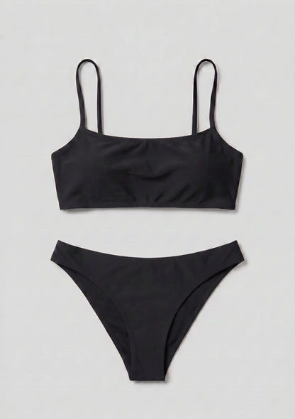 Minimalistischer Zweiteiler Bikini Badeanzug