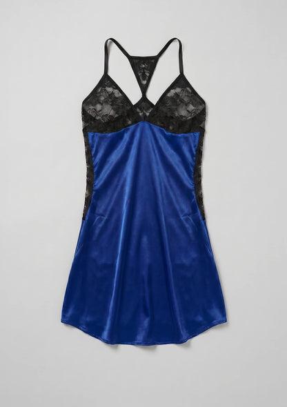 Seiden-Nachtkleid mit Spitzenrücken