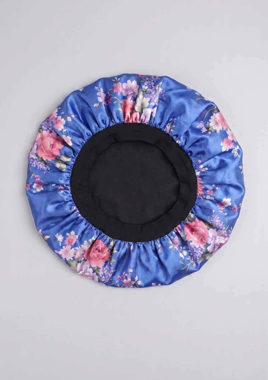 Satin Blumen Schlafhaube