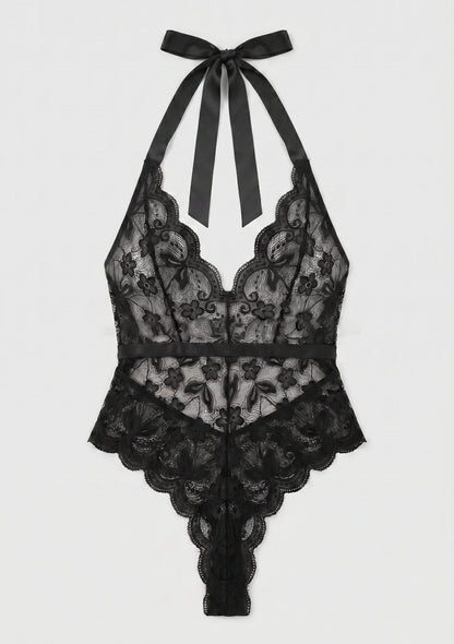 Spitzen-Bodysuit mit tiefem V-Ausschnitt