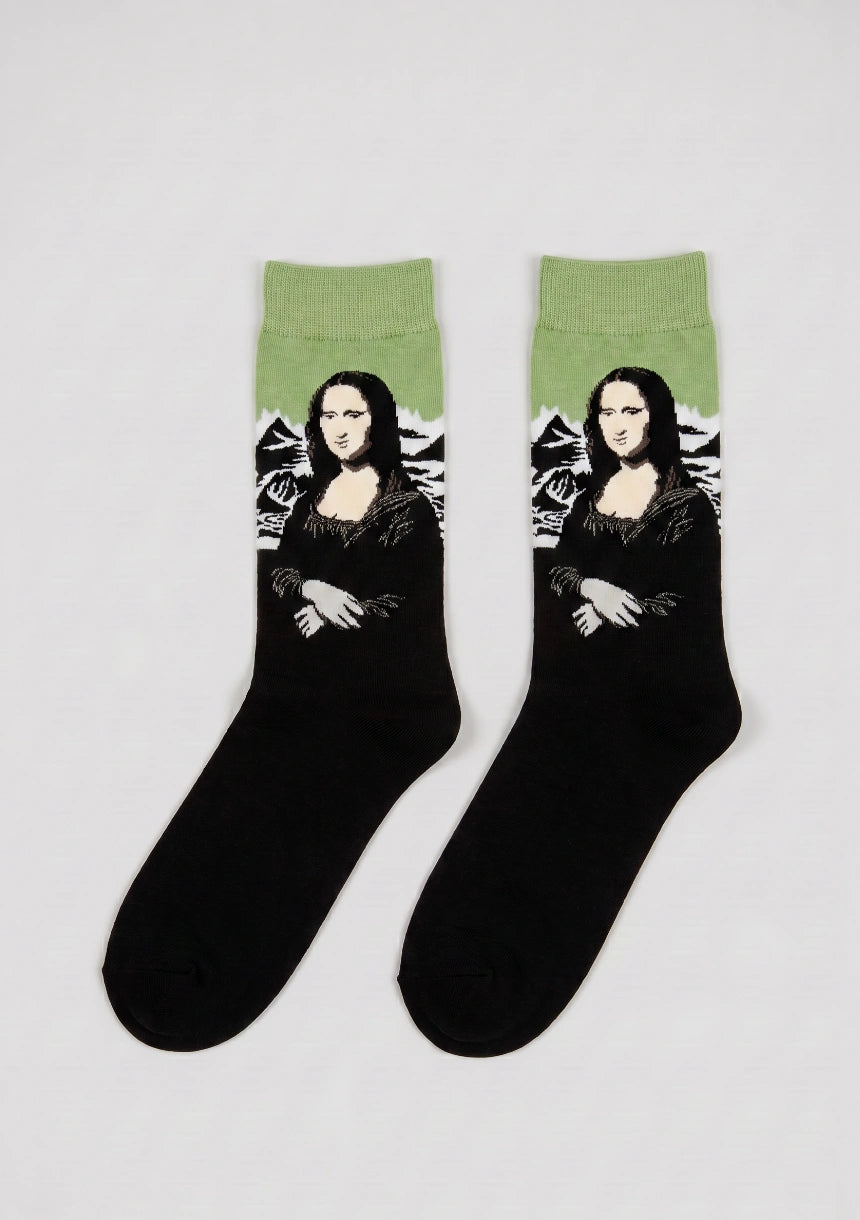 Lange Socken mit künstlerischen Designs