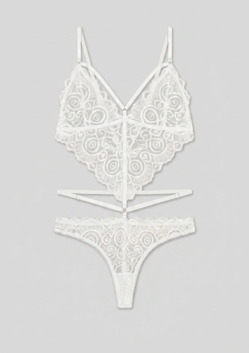 Spitzen-Lingerie-Set mit hohem Kragen und Trägern