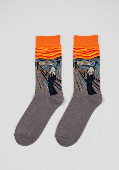 Lange Socken mit künstlerischen Designs