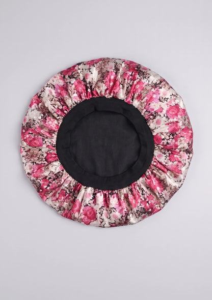 Satin Blumen Schlafhaube