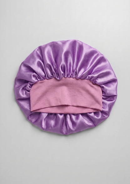 Satin Schlafhaube mit breitem Gummiband