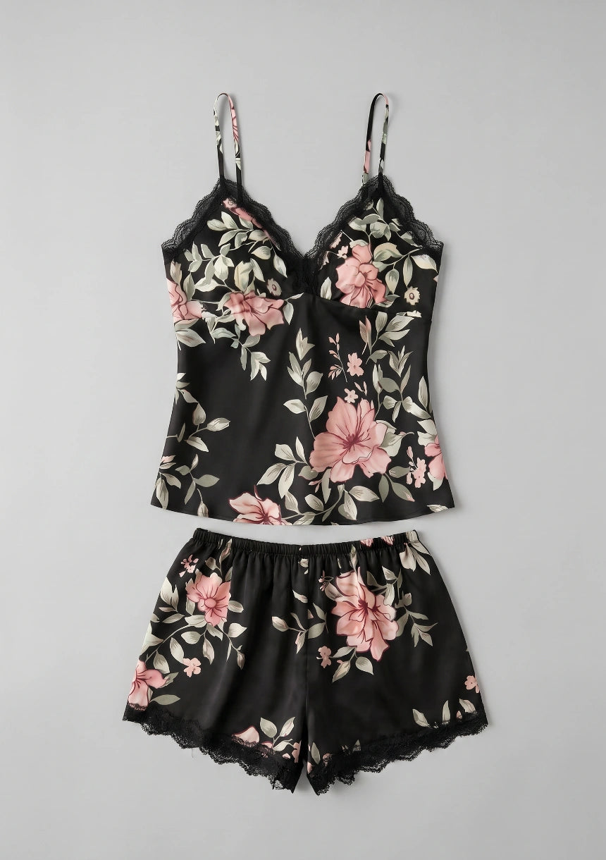Blumen-Pyjama-Set mit Top und Shorts