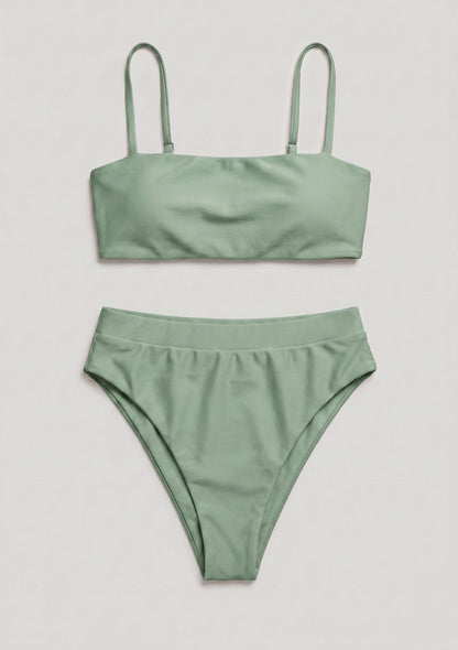 Hochgeschnittener Zweiteiler Bikini Set