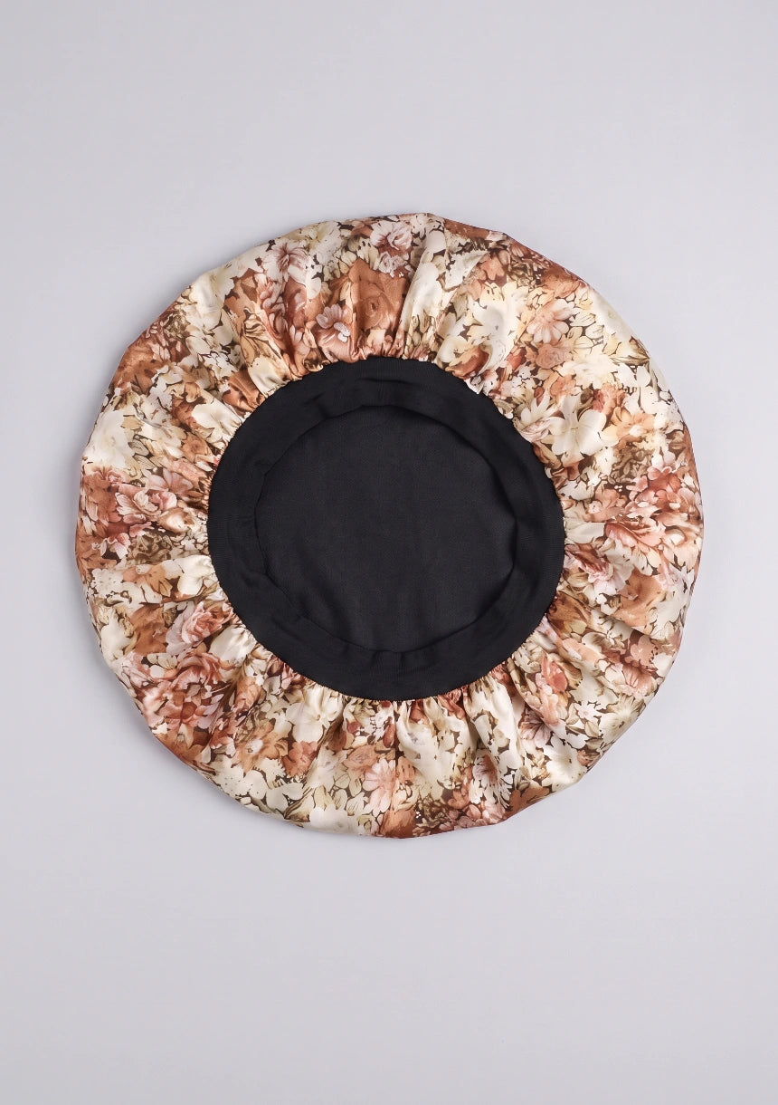 Satin Blumen Schlafhaube