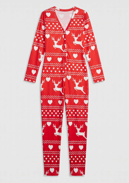 Damen Weihnachtsdruck Einteiler Pyjama