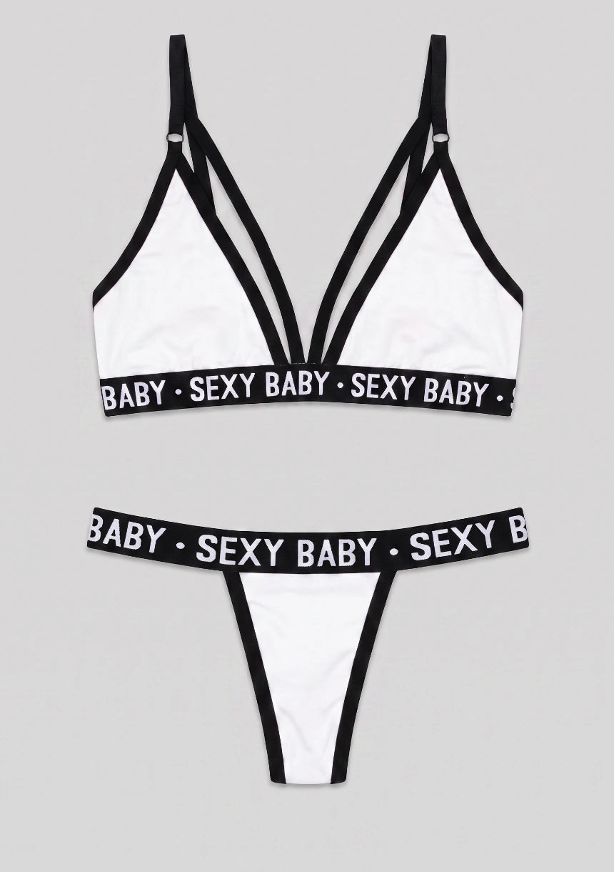 Lingerie-Set mit "Sexy Baby"-Druck