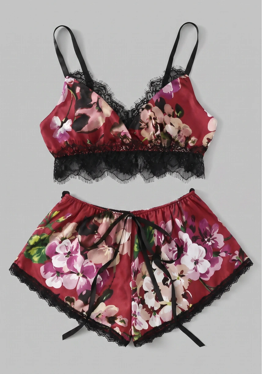 Blumige Damenpyjamas