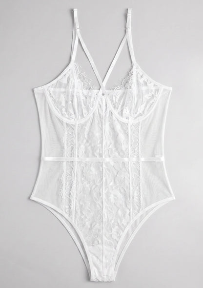 Spitzen-Bodysuit mit Trägern am Ausschnitt