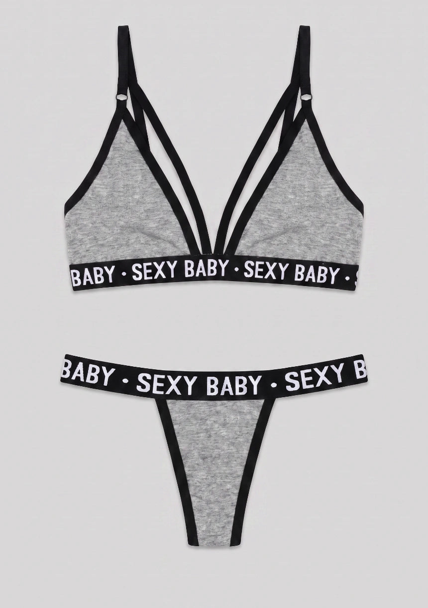 Lingerie-Set mit "Sexy Baby"-Druck