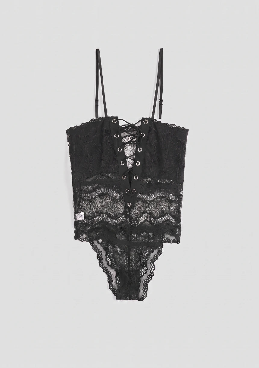 Spitzen-Bodysuit mit Halsband-Detail