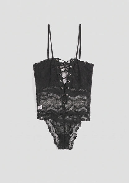 Spitzen-Bodysuit mit Halsband-Detail