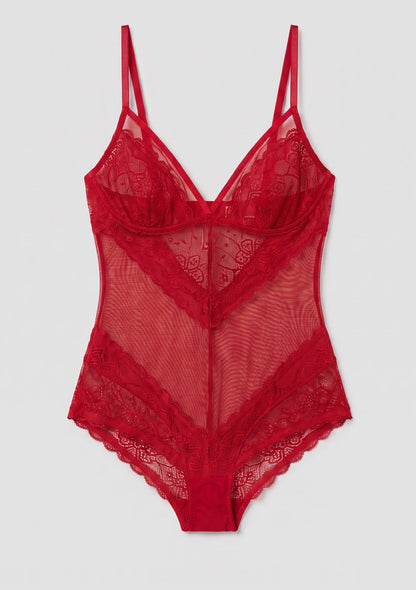 Universeller Spitzen-Bodysuit mit Netz
