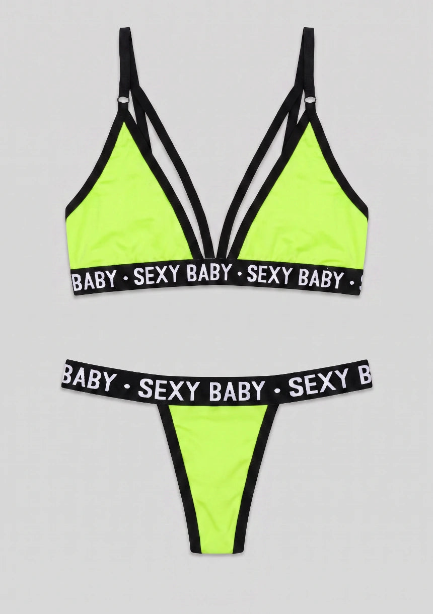 Lingerie-Set mit "Sexy Baby"-Druck