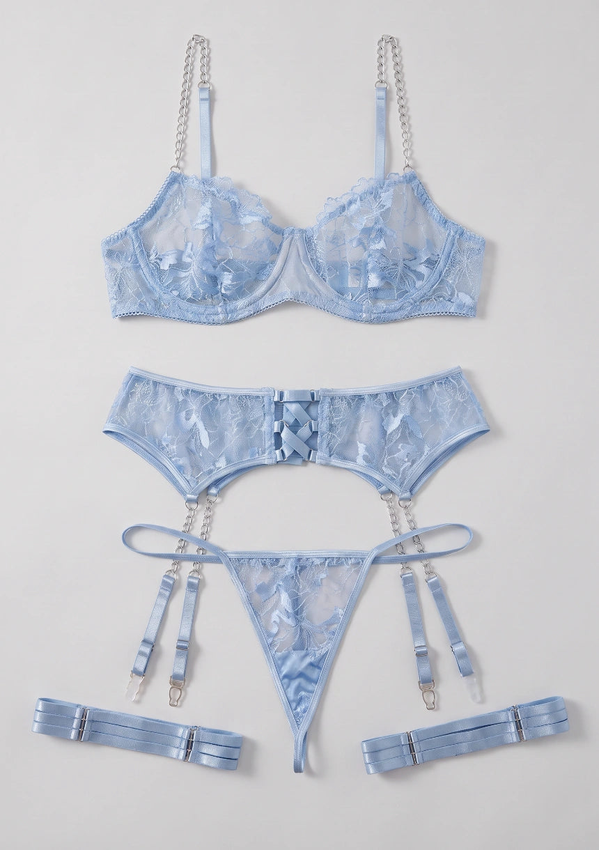 Spitzenunterwäsche-Set mit Ketten
