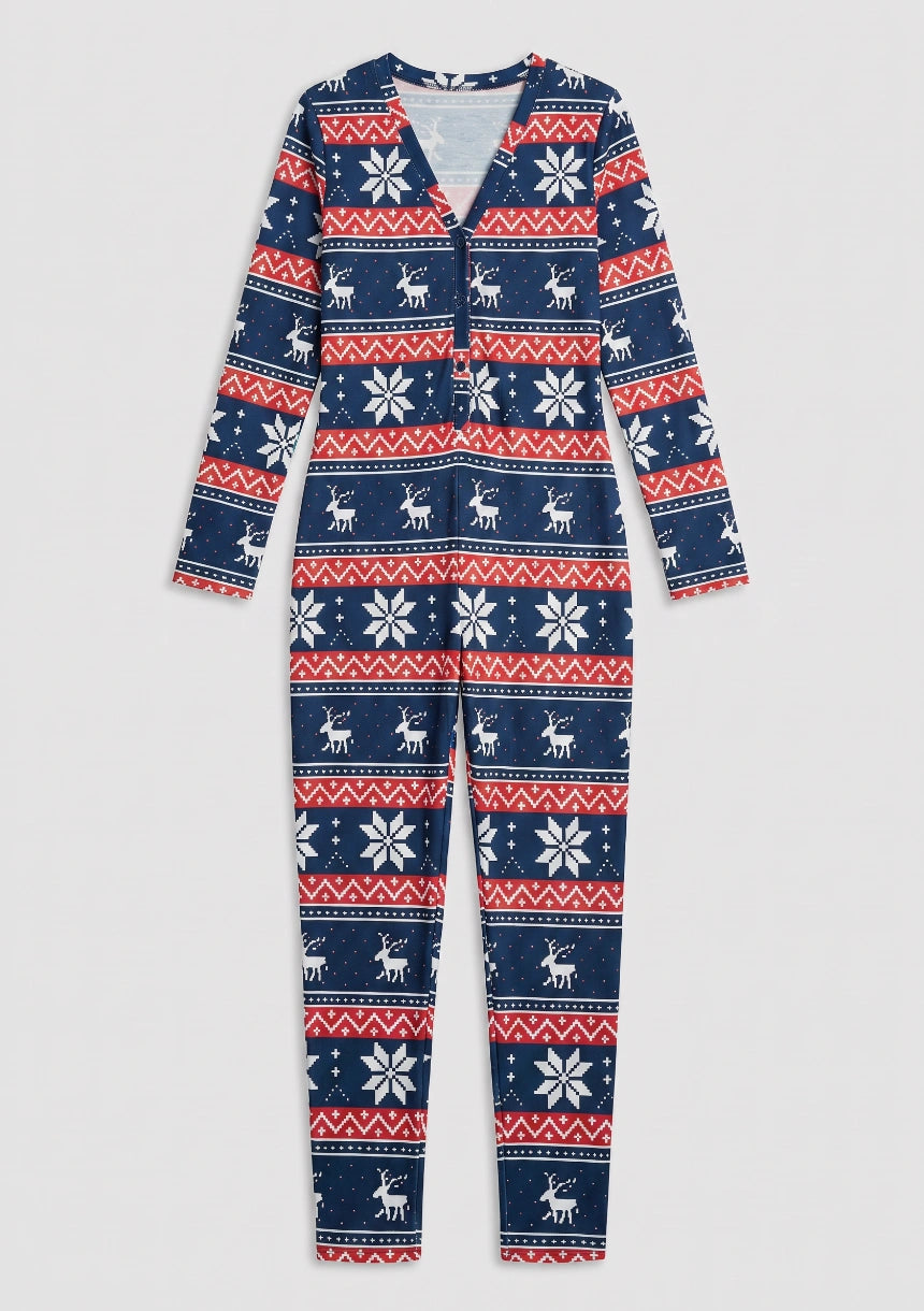 Damen Weihnachtsdruck Einteiler Pyjama