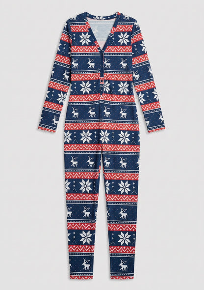 Damen Weihnachtsdruck Einteiler Pyjama