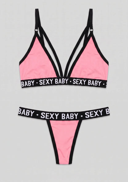 Lingerie-Set mit "Sexy Baby"-Druck