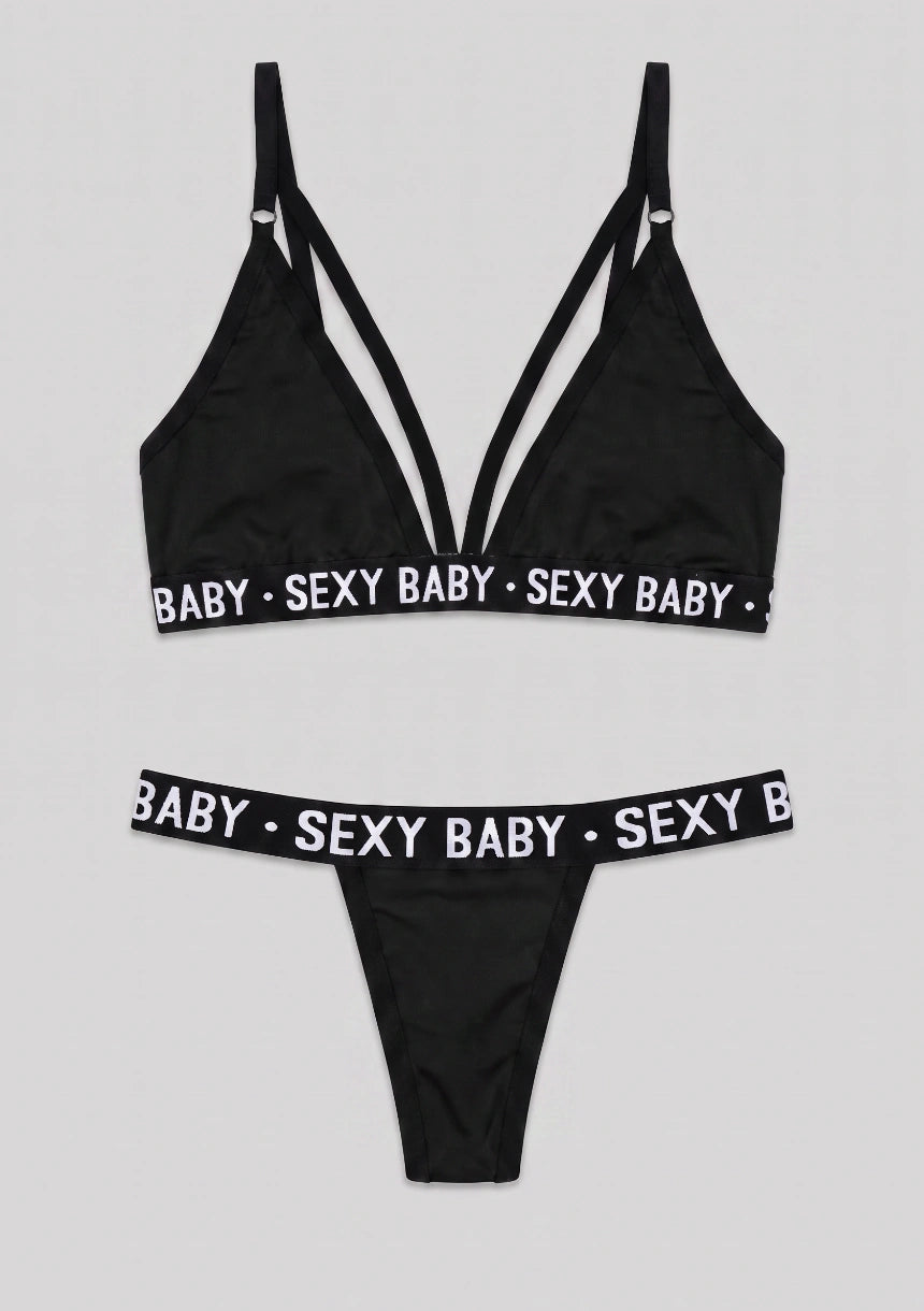 Lingerie-Set mit "Sexy Baby"-Druck