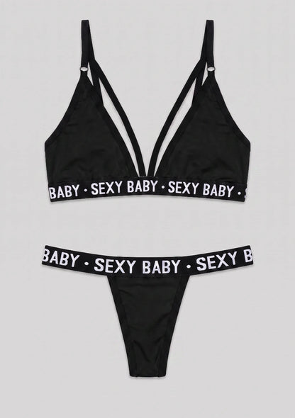 Lingerie-Set mit "Sexy Baby"-Druck