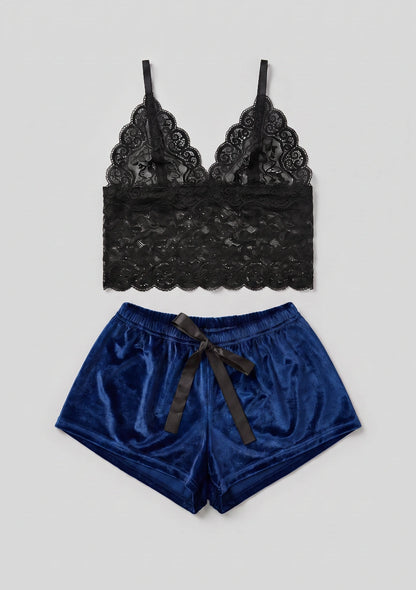 Spitzenoberteil Zweiteiliges Pyjama-Set