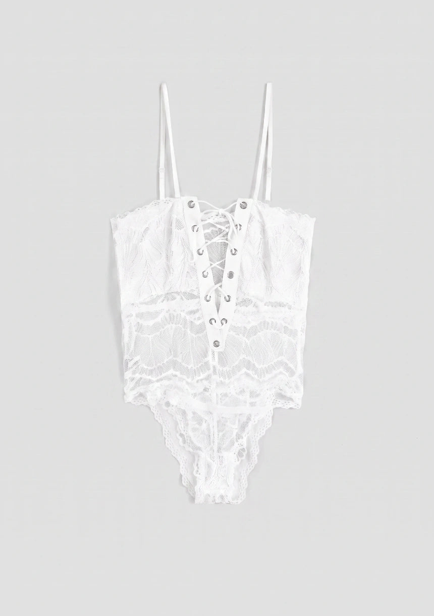Spitzen-Bodysuit mit Halsband-Detail