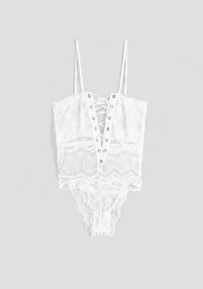 Spitzen-Bodysuit mit Halsband-Detail
