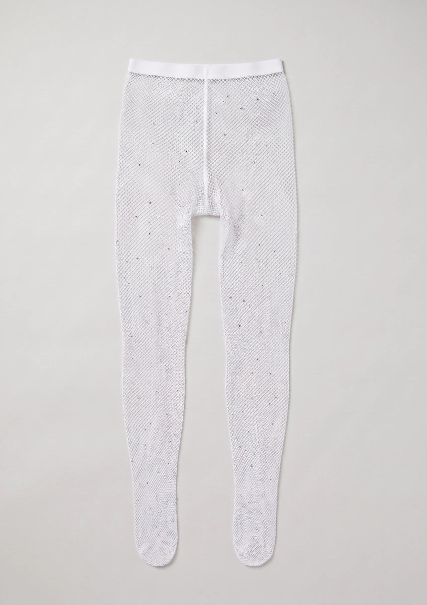 Weiße Strumpfhosen mit Strass