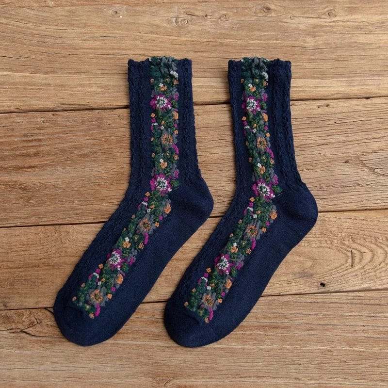 Marine Dekorative Socken mit Blumenmuster