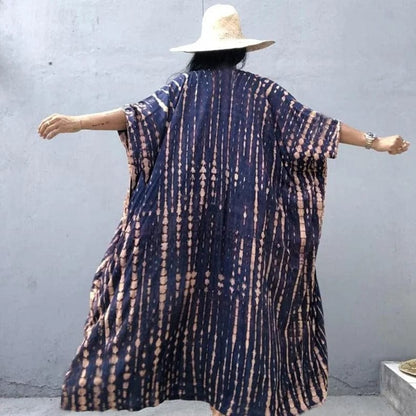 Marine Gestreifter Strandkimono