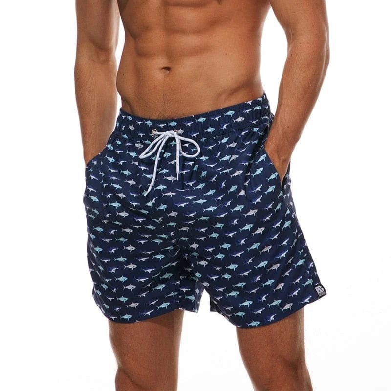 Marine Herren-Badeshorts mit buntem Aufdruck